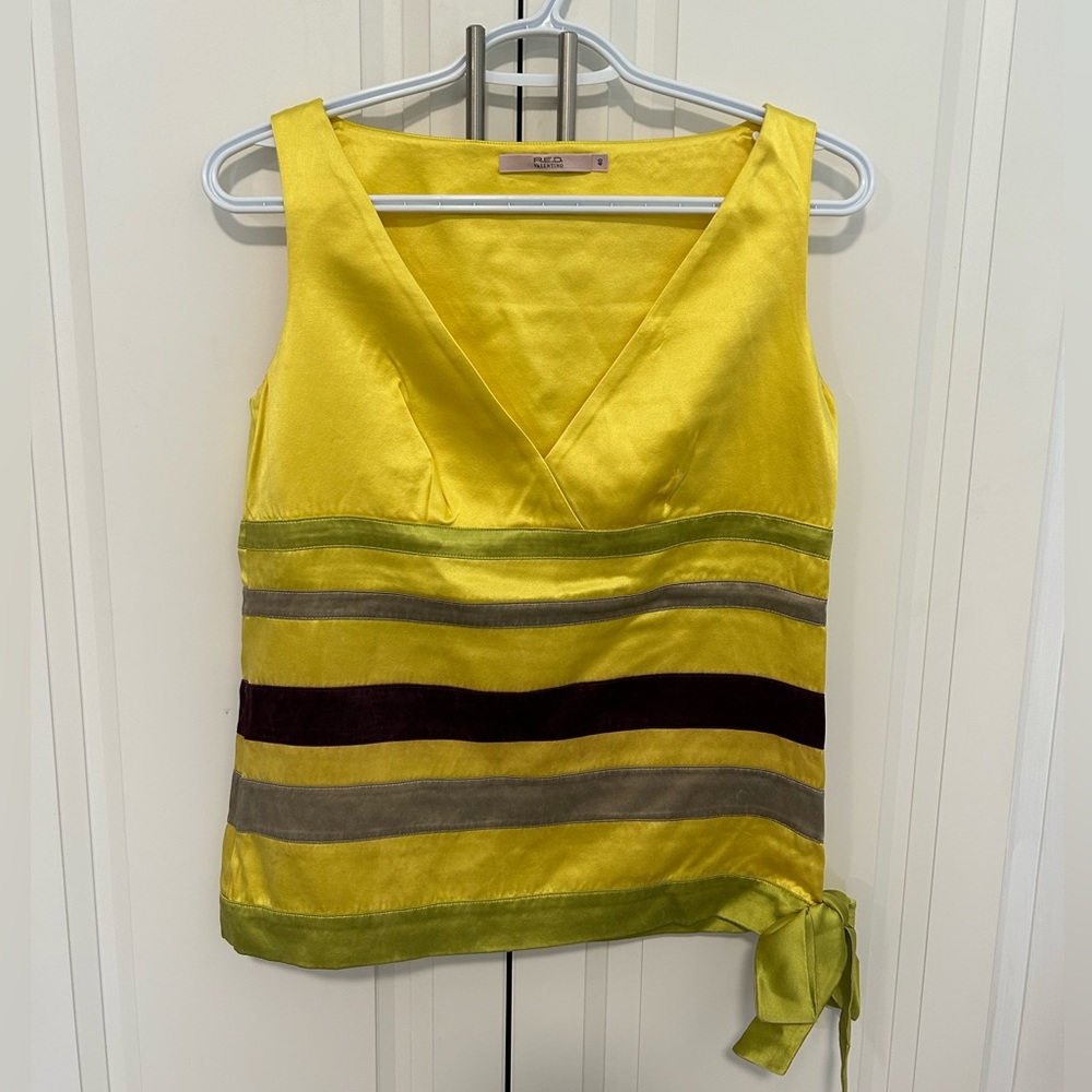 Authentic Red Valentino Vintage Yellow/Green/Burgundy strips top